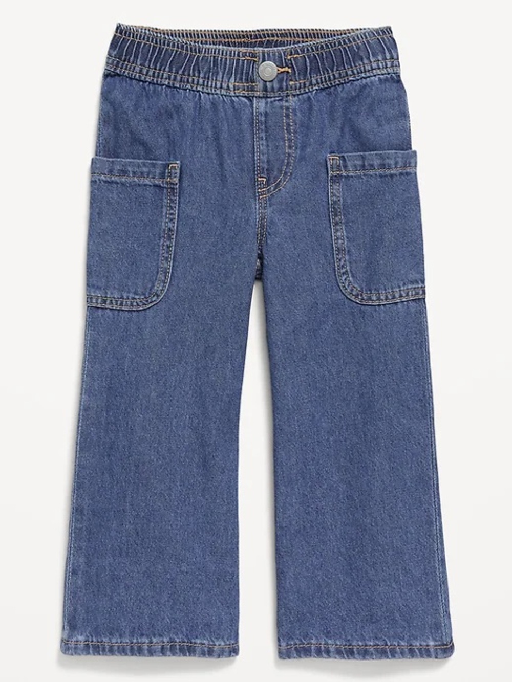 Old Navy Pull-On Baggy Wide-Leg Cargo Jeans Medium Wash 3T - Picture 1 of 10